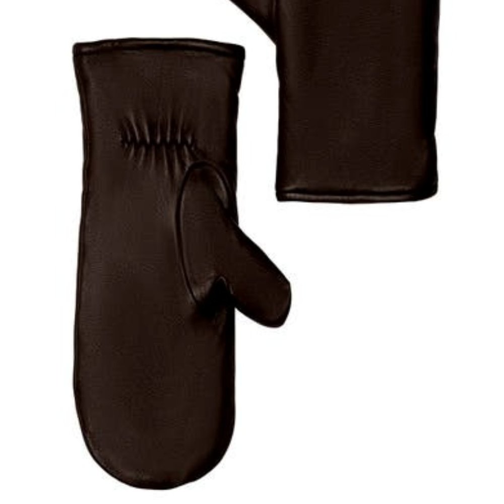 Leather Mittens With Faux Shearling Lining